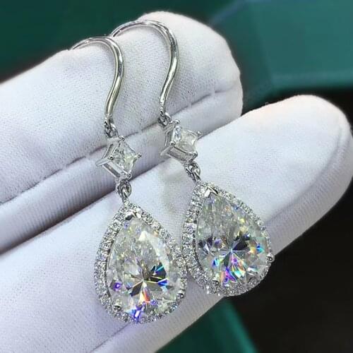 Huitan Elegant Bridal Marriage Drop Earring Brilliant Pear Shape CZ Top Quality Fashion Party Jewelry Silver Color Women Earring