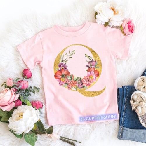 Newly t-shirt for girls letter graphics custom name printing kids tshirt cute girl pink short sleeve high quality tops wholesale