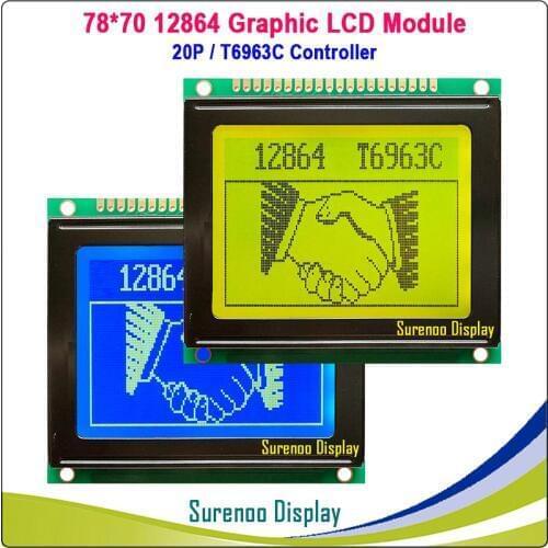 78X70MM 12864 128*64 Graphic Matrix LCD Module Display Screen LCM with T6963C/RA6963 Controller in Industry Grade