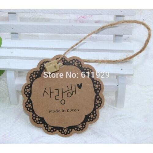 Customized clothing kraft paper hang tag/garment tag printing/round swing tags/shape cutting cardboard paper tags labels/logo