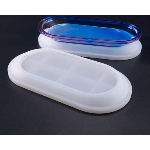 Crystal Epoxy Mould DIY Handmade Elliptical Flat Bottom Plate Highlight Mirror Silicone Mold Crystal Mold Soap Making