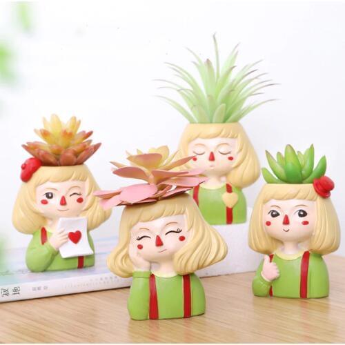 Naughty Girls Planters Set - 4 pcs Succulent Plants Flower Pots Desktop Portrait Vases Mini Bonsai Home Garden Decoration Gifts