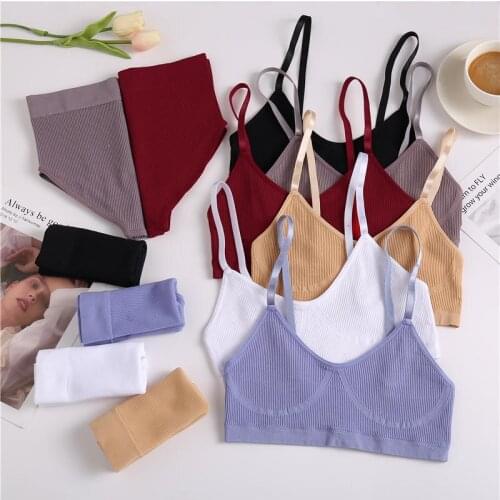 Women Bra Set Panties Female Fitness Seamless Underwear Sports Lingerie Brassiere Set Tank Crop Tops S-XL