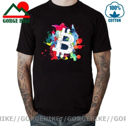 GorgeHike Cool Men T Shirts man Colorful Bitcoin Colors Tee Shirt 3D Printed Graphic T-Shirt Pure Cotton XS-3XL Plus Size Tshirt