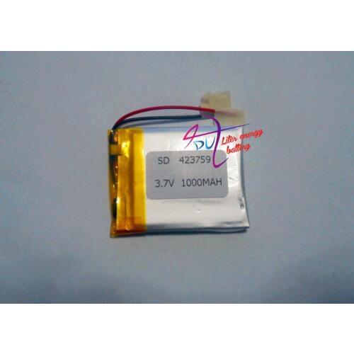 Best battery brand 3.7V 423759 1000mAh Lithium Polymer Li-Po Rechargeable DIY Battery For Mp3 MP4 MP5 GPS mobile electronic