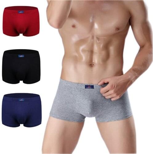 Mens Stretch Cotton Boxer Shorts Solid Mid-Rise Mans Underwear Seamless Boxers Panties Comfort Sexy Boy Male Lingerie Boxer