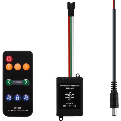 4 Mode SP106E LED RGB Music Controller with 9 Keys Remote Controller Adjust Brightness for WS2811 Flexible LED RGB Strip DC 12V