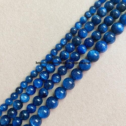 Genuine Semi-precious Natural AAAAA Top Quality Blue Kyanite Stone Round Loose Beads 6 8 10MM Jewelry Making