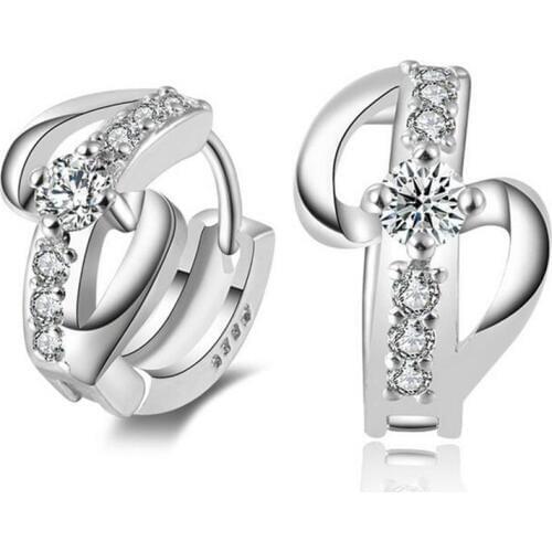 New Angel Stud Earring Earings Fashion 925 Sterling Silver Color Crystal Earrings for Women Nickel Free Wholesale Jewelry #011