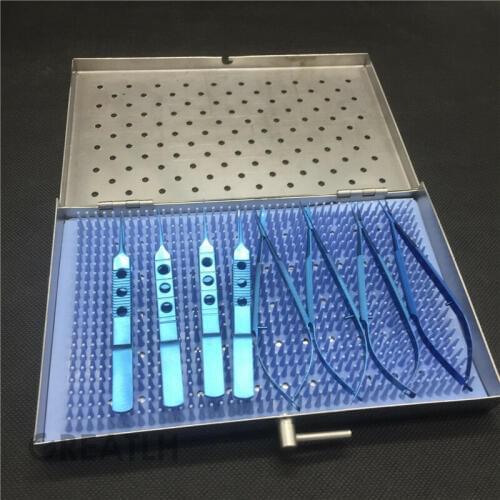 8pcs Ophthalmic Needle holder Scissors tweezers Titanium Microsurgery Instrument