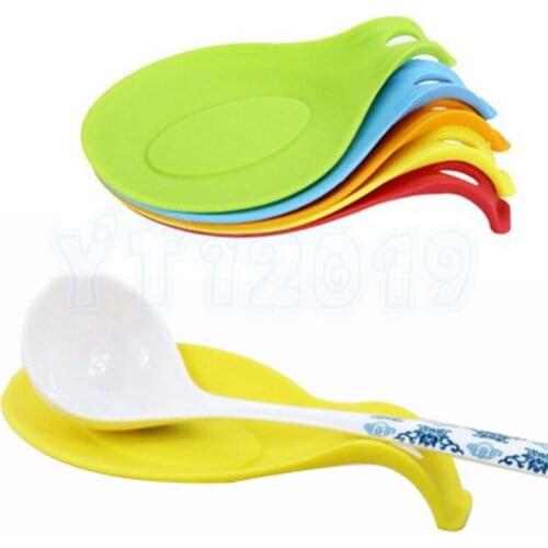 Wholesale 500pcs/lot Kitchen Heat Resistant Silicone Spoon Rest Utensil Spatula Holder Kitchen Tool