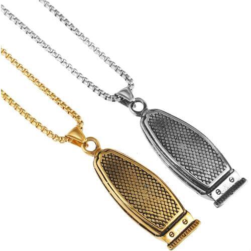 Hiphop Haircut Machine Barber Necklace Gold/Silver Color Stainless Steel Chain Pendants Necklaces for Men Charm Jewelry Gift