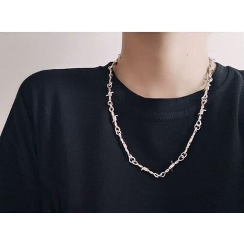 1PC Wire Brambles Necklace Man and Women Hip-hop Punk Barbed Wire Brambles Link Chain Choker Gifts for Friends Collares de Moda