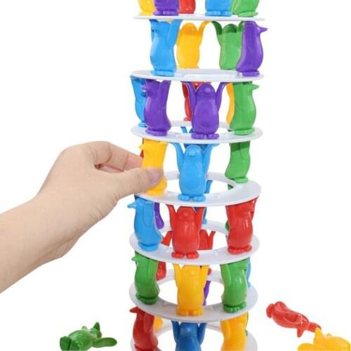 Plastic Penguin Tower Game Stacking Game Fine Motor Skill with Dice Toy