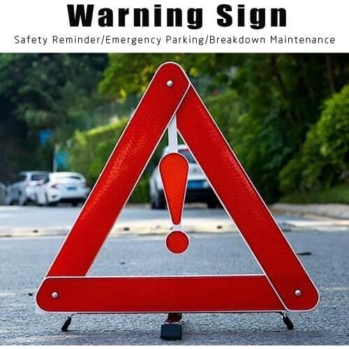 ZUJA Safety Warning Triangle Red Reflective Stop Sign Car Emergency Breakdown Hazard Car Tripod Folded Reflector Accessories