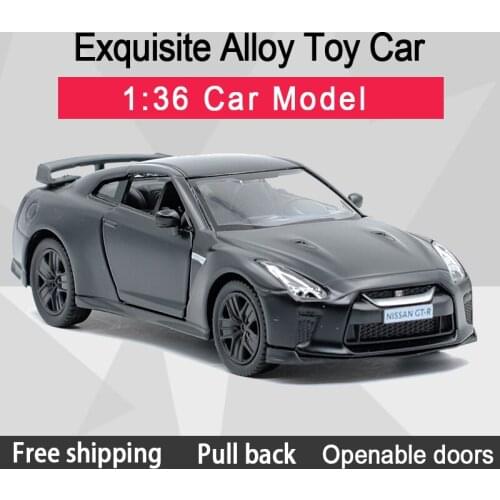 RMZ CITY 1:36 GTR-R35 Cool Black Sports Car Alloy Diecast Car Model Toy With Pull Back For Children Gifts Toy Collection
