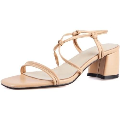 FERLENZ Big Size8 9 10 11 12 13 14 15 Strap-on sandals with thick heels Open-toed sandals with one button