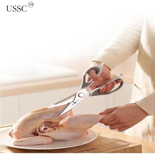 USSC Detachable Kitchen Scissors Household Stainless Steel Seafood Food Multi Functional Strong Chicken Bone Scissors HZ009