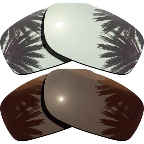 Silver Mirrored & Brown Polarized Replacement Lenses for Fives Squared Frame 100% UVA & UVB