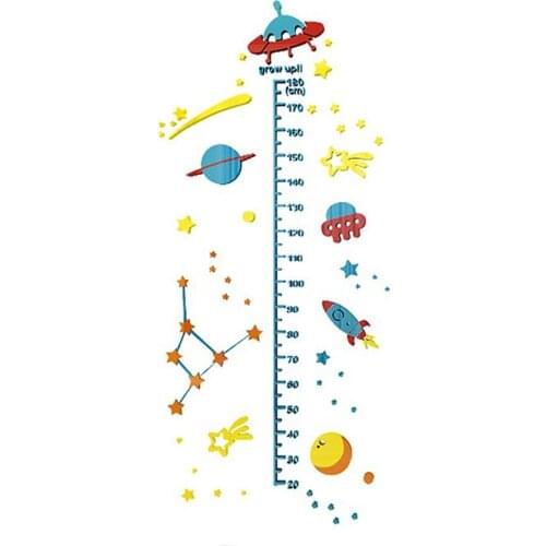 Universe Height Growth Chart 3D Cartoon Animals Height Measuring Acrylic Rule Nursery Hanging Wall Stickers Baby Children Gift