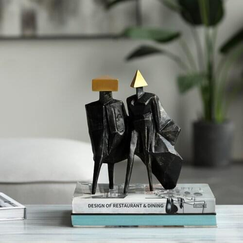 NORDIC ORNAMENTS RETRO INDUSTRIAL STYLE HOME DESKTOP DECORATIONS TWO ABSTRACT FIGURES WALKING TOGETHER METAL FIGURINE GIFTS
