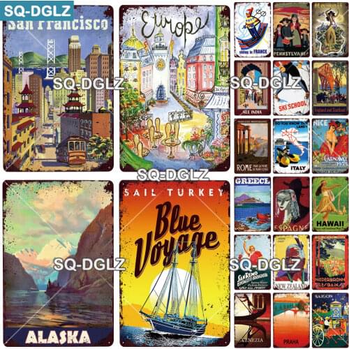 [SQ-DGLZ] San Francisco City Metal Sign Vintage Plaque Wall Decor For Pub Bar Country Plate Tin Sign Travel American Poster