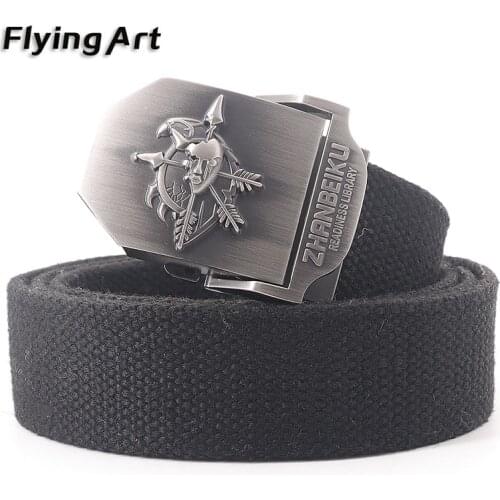 Mens & Women Unisex Eagle Head Canvas Tactical Person High Quality Military Belts For Mens & Women Luxury Patriot Jeans Belt