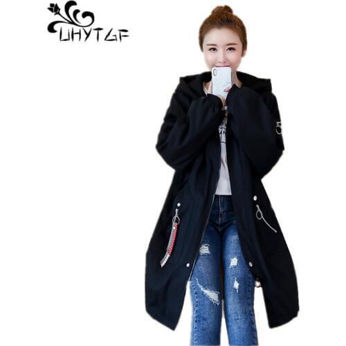 UHYTGF Womens Winter Hooded Warm Coat Thicken 3XL Plus Size Loose Cotton Padded Jacket Female ArmyGreen Parka Women Jacket X593