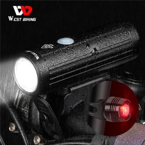 WEST BIKING 2000mAh 350LM Bike Light Waterproof Anti-glare MTB Bicycle Lamp USB Rechargeable LED Cycling Headlight Taillight