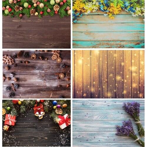 ZHISUXI Vinyl Photography Backdrops Flower and Wood planks Christmas Theme Photo Studio Background 1910232426FF-01