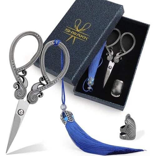 SHWAKK Stainless Steel Vintage Scissors Sewing Fabric Cutter Embroidery Scissors Tailor Scissor Thread Scissor Tools for Sewing
