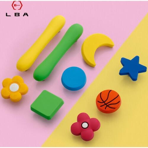 Cartoon Drawer Slide Child Cabinet Door Handle Personality New Childrens Bedroom Furniture Hardware Rubber Door Handle Knobs