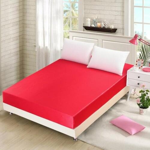 1 Piece Of Rayon Bed Sheet Fashion Solid Color Fitted Mattress Cover Elastic Band Fixed Bed Sheet