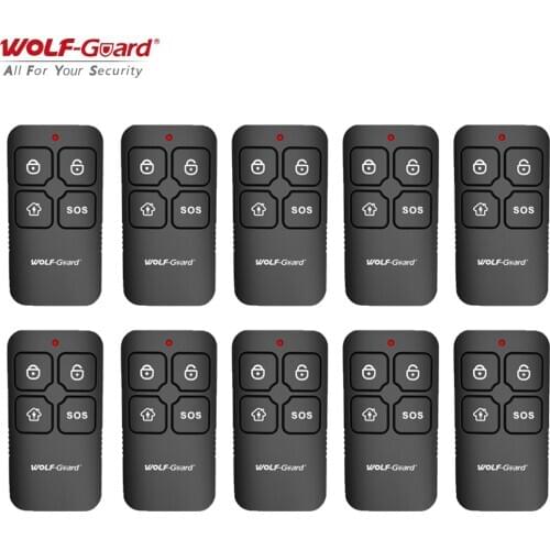 10Pcs/lot Wolf-Guard 433MHz Wireless Waterproof RF 4 Keys Remote Control Portable Keyfobs for Home Alarm Sceurity System Black