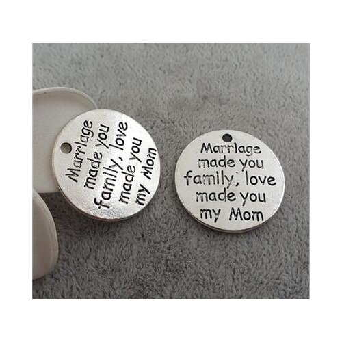 High Quality 20 Pieces/Lot Diameter 25mm Fine Letter Printed Love Made You My Mom Round Disc Charms Pendents For DIY Jewelry