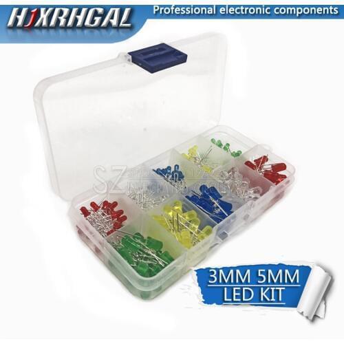 200PC 3MM 5MM Led Kit Mixed Color Red Green Yellow Blue White Light Emitting Diode Assortment In Box hjxrhgal