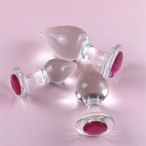 3 Sizes Transparent With Diamond Glass Anal Plug Smooth Insert Masturbation Dilator Anal Massage G Spot Adult Flirt Toys