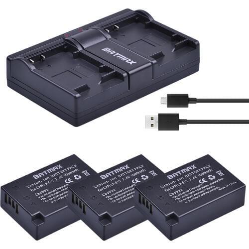 Batmax 3X LP-E17 LPE17 LP E17 Battery + USB Dual Charger for Canon EOS M3 M5 M6 Rebel T6i T6s T7i 750D 760D 8000D 77D Kiss X8i