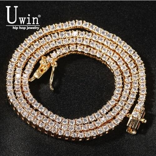 UWIN 2mm Tennis Bracelet Round Cut Micro Bling Bling Cubic Zirconia Fashion Hiphop Men Women Bracelets Jewelry