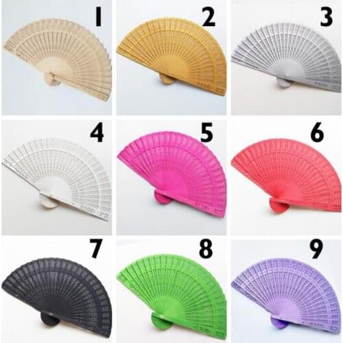Wooden Hand Fan Party Supplies 12 Colors Available Vintage Folding Chinese Traditional Fans Wedding Gift LX2164