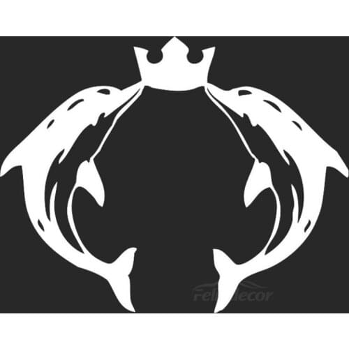 Two Little Dolphins Use Their Mouths To Lift The Crown Art Car Body Window Door Stickers Rainproof Detachable ZP0387