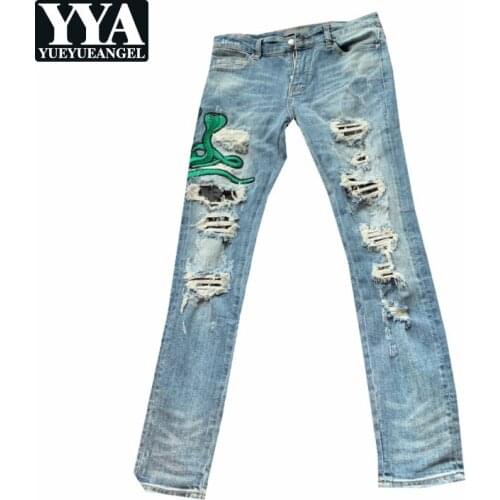 Fashion Slim Jeans Mens Summer New Korean Style Casual Embroidery Hole Design Pockets Male Vintage Classic Pants High Street