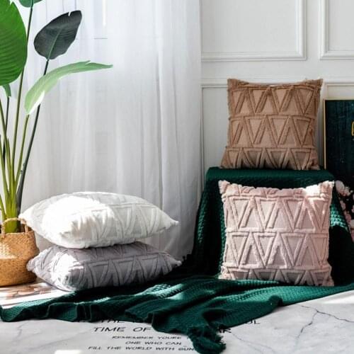 Geometric Pillow Cover Square Shape Cushion Case Handmade Soft Pillow Case Plain Sofa Pillow Case Bed Decoration Home Decor