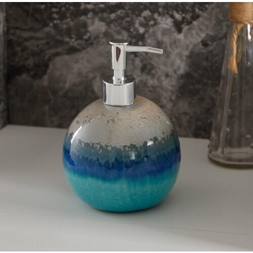 Ceramics Liquid Soap Dispenser Bathroom Shampoo Shower Gel Bottle With 304 SUS Press Head Round Type Bath Hardware Gifts 650ML