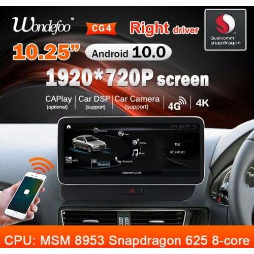 Snapdragon car radio 2 din android 10 with screen For Audi Q5 2009-2016 intelligent system video players autoradio right driver