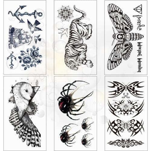 Small temporary tattoo stickers Hand neck body waterproof tattoos Deer panda fox ink color tattoo Mini style for men women kids