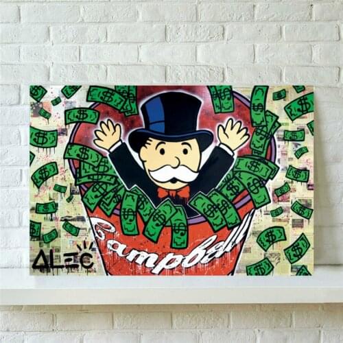 Modular Canvas Graffiti HD Prints Wall Art Alec Monopoly Posters Currency Paintings Living Room Dollar Home Decor Pictures Frame