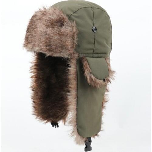 Mens Women Unisex Warm Trapper Aviator Trooper Earflap Winter Flaps Ski Hat New Bomber Hats Solid Fluffy Faux Fur Cap