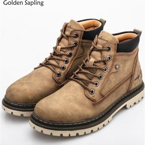 Golden Sapling Winter Mens Boots Classics Outdoor Casual Shoes Retro Fashion Tooling Boot Tactical Platform Leisure Men Shoes