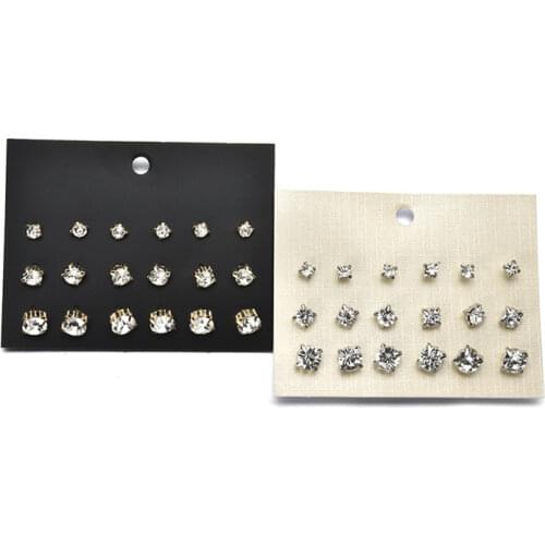 9 Pairs/ Lot Fashion White AAA CZ Gold Color Mens Earrings Sets Small Stud Earring for Women Simple Ear Jewelry